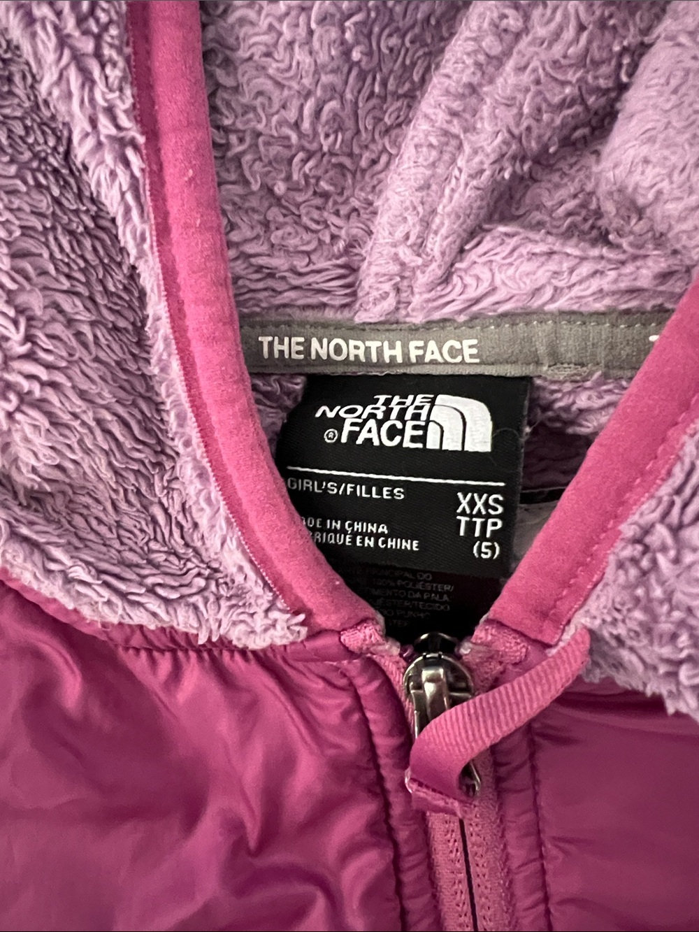 The North Face Girls' Lavender Pink Sherpa Zip Hoodie - Picture 2 of 4